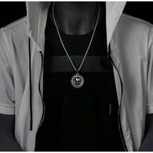 Collar con colgante cruz gótico hombre medallón acero clásico borde trenzado motero punk joyería - como en la foto - Ver 1