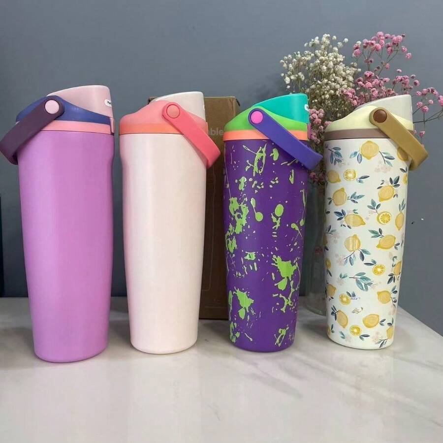 30 Oz  Outdoor Sports Water Cup Water Bottle Stainless Steel Vacuumowala Insulated Cup With Lid And Straw Suitable For Water, Iced Tea Or Coffee. - 彩色 - 查看 1