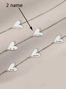 1PC [Customized] Personalized Love Name Bracelet, Stainless Steel Bracelet, Customizable 1-3 Names, Women's Bracelet, Jewelry Women, Family Bracelet, Customized Gift, Suitable For Gifting And Daily Wear, Valentine's Day, Eid Al-Fitr, Mother's Day, Back-To-School Season Gifts, Personalized Bracelet - Multicolor 2 - View 13