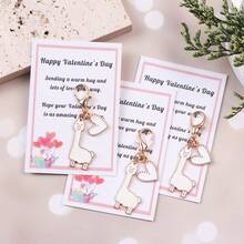 2/5/10个可爱羊驼爱心钥匙扣装饰配件，时尚男女通用情人节口袋礼物套装，附赠励志贺卡 - 非常适合送给家人、朋友、爱人以及任何需要支持和鼓励的人。友情礼物、情人节礼物、鼓舞人心的纪念礼物。 - 彩色 - 查看 11