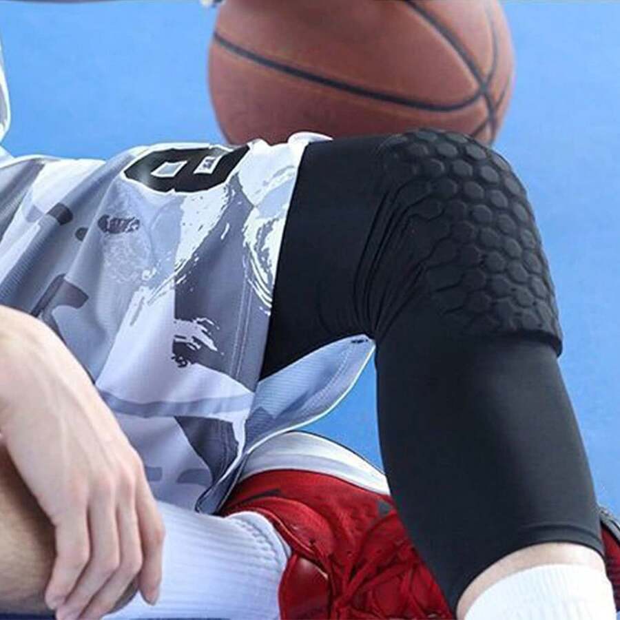 1pc Basketball Honeycomb Knee Pad, Sports Leg Protector For Running, Fitness, Outdoor Activities - Black - View 1