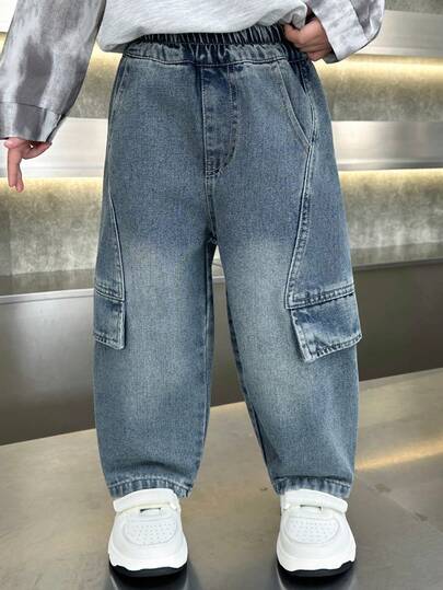 Pantalones vaqueros rectos de ajuste holgado para niño pequeño, aptos para uso diario, escuela y actividades al aire libre, primavera