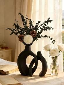 2pcs Resin Vase Set, Modern Home Decor Hollow Boho Style Vase, Living Room Coffee Table Wedding Decoration (Small Vase Size Is Relatively Small, Please Choose Large Size If Concerned) - Multicolor - View 4