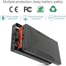 Banco de energía portátil de carga rápida de 12V 6000mAh con células de ión de litio, paneles solares con salida de CC y USB, regalo del Día de San Valentín - Negro - - Ver 4
