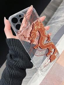1pc, Hot Selling Red Dragon Pattern Design Transparent Space Case Phone Case, TPU All Inclusive High Transparency, Shock Protection, Raised Screen And Camera Protection, Lightweight And Compatible With 17/17 Air/17Pro/17ProMax,16/16Plus/16ProMax, 15.14, 13, 12, 11 Series, Suitable For Samsung Galaxy S22, S23, S24, S25 PLUS ULTRA Series, Easter Gift, Christmas Halloween Decoration/Birthday Gift, Girlfriend, Boyfriend, Friend Or Oneself. - Trong sáng - Xem 5