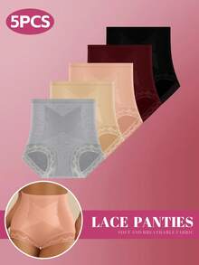 MIOTAN 5条装女士高腰三角裤，显瘦、时尚性感、交叉绑带设计，日常内裤 - 彩色 - 查看 7