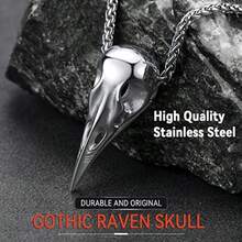 Collar cuervo vikingo hombre mitología nórdica colgante cruz cuervo acero inoxidable resistente regalo hombres - plateado+Crow Skull - Ver 5