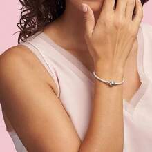 Vòng tay xương rắn PANDORA Basic Heart Couple DIY, Vòng tay bạc 925 cơ bản cho cặp đôi, Quà tặng cho bạn gái, Sinh nhật, Giáng sinh, Ngày của Mẹ, 590719 - Bạc - Xem 2