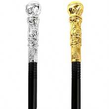 2PCS Gold Walking Cane And Silver Walking Cane Halloween Theme Party Supplies Halloween King Cosplay Prop Costume Accessories Halloween Prop Stick Pimp Canes Accessories For Adults - Black Gold Silver - View 8