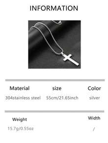 VJS 1件朋克街头风复古不锈钢十字架吊坠项链，男士款，低过敏性