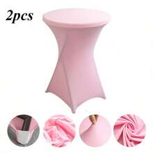 Spandex Cocktail Party Round Table Cover, Solid Color Elastic Polyester Tablecloth, Washable And Machine Washable, Wrinkle Resistant Elastic Table Skirt, Suitable For Wedding, Banquet And Party Decoration, With Multiple Solid Colors To Choose From - Multicolor - View 14