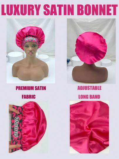 2 piezas Combinación de estilos rosa y negro, Set de gorro, Gorro largo, Gorro impreso con 12 constelaciones Personalización Gorras para el cabello para dormir Satén de ala ancha Gorra elástica para cabello rizado y liso. Gorro para dormir