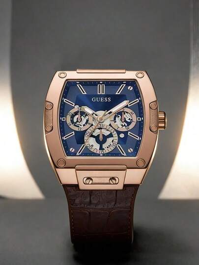 Guess 43毫米不锈钢桶形石英男士腕表，休闲商务正装腕表，型号：GW0203G1、GW0203G2、GW0203G3、GW0203G6、GW0203G7、GW0203G8