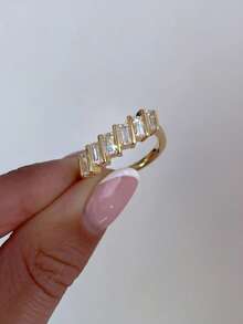 1 chiếc nhẫn bạc 925 cao cấp nhiều tầng đính đá Cubic Zirconia, hoàn hảo cho các sự kiện trang trọng, tiệc tùng và các dịp khác, món quà trang sức tinh tế dành cho phụ nữ. - Vàng - Xem 4