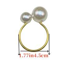 6pcs,12pcs,Upgraded Faux Pearl Napkin Ring,,Suitable For Valentine's Day, Ramadan, Eid Al Fitr, New Year, Etc., Table Top Fabric Storage Circle,Gold, Silver, Table Decoration, Storage Napkin Ring Does Not Fade. - Gold - View 3