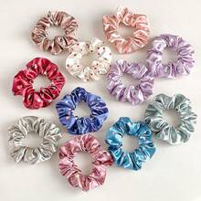 Satin Printed Scrunchie Small Heart Ponytail Hair Tie 2026 New Model - Trái tim đỏ thẫm - Xem 3