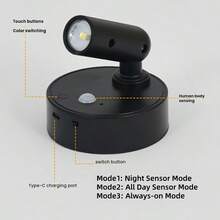 1pc/2PCS/4PCS Wireless Sensor Spotlight, 3-Color Adjustable LED Wall Light, Magnetic High-Efficiency Sensor Light, Battery Powered USB Rechargeable Wall Light, Suitable For Hallway, Bedroom, Painting, Art Exhibition And Plant Indoor Spotlight - Multicolor - View 8