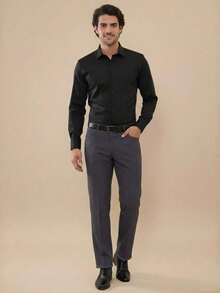 Men's 2-Piece Set - Men's Tailored Slim Fit Executive Polyester Dress Pants, Classic Formal, Lightweight And Stylish. - 白色和深灰色 - 查看 3