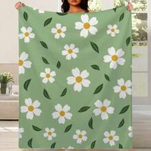 1pc Soft Cozy Flannel Blanket Suitable For Seasons - Contemporary Bedspread With Botanical Daisy &, Bedspread For Couch Or Bed, Warm Bed Covering, Fits Single/Double Beds - Multicolor - View 1