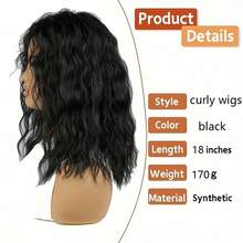 1pc Men's Wig Long Curly Hair, Rock Heavy Metal Style, Party Halloween Anime Dress Up Wig, Fiber Hair, Non-Human Hair , Ideal Choice For Gifts - Black - View 8