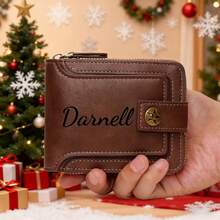 Personalized Christmas Men's Custom Wallet With Engraved Name And Logo - Retro Style Faux Leather Perfect As A Birthday Anniversary Father's Day Boyfriend Gift For Men Mini Wallet Men Wallet Leather Small Wallet - Multicolor - View 2