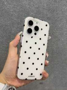 简约可爱黑白波点手机壳，兼容 17 Pro Max、16、15、14 Plus、13、12、11、14、15、16 Pro Max 后盖 - 白色 - 查看 3