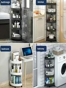 1个3/4/5层转角浴室置物架，大容量储物架，适用于浴室、阳台、厨房、客厅、玄关、酒店、卧室，是馈赠亲友的浴室配件佳品。 - 彩色 - 查看 6