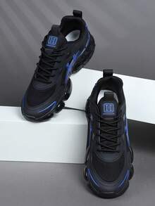 Men's Shoes Stylish Men Sports Shoes Lace-Up Shoes Men's Sneakers Personalized Black Street Casual Shoes - dark blue - View 2