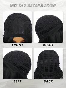 Music Festival 12 Inch Synthetic Straight Wig Short Straight Hair No Bangs Synthetic Wig Extensions Hair Black Color Easy To Wear Suitable For Women Daily Holiday Party Wear - Black - View 5