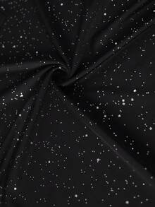 Men's Luxury Casual Slim Fit Turndown Collar Black Starry Short Sleeve Polo Shirt, Summer - Black - View 5