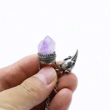 Collar colgante vidrio clásico talismán amatista cruz cuervo medallón cruz cuervo amatista citrino collar hombres mujeres - como en la foto - Ver 5