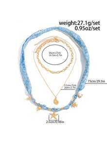 3件套波西米亚风贝壳海龟吊坠丝巾项链，优雅时尚，适合度假、休闲、派对、约会、女士节日生日等场合，百搭饰品礼品。 - 項鍊 - 查看 5