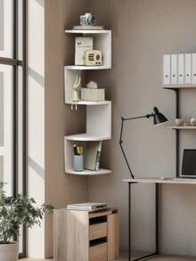 1pc Corner Wall Shelf, Triangular Floating Shelves, Multipurpose Storage Rack For Living Room, Bedroom, No Drill Required (Excluding Light Strip)