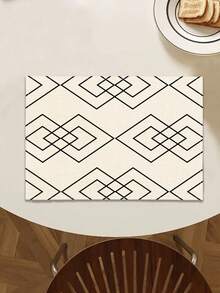 1件几何图案印花桌旗，4/6/8件几何印花餐垫，适用于节日、派对、生日、晚宴、厨房和餐桌装饰，四季皆宜的家居和房间装饰，桌面布艺 - 彩色 - 查看 8