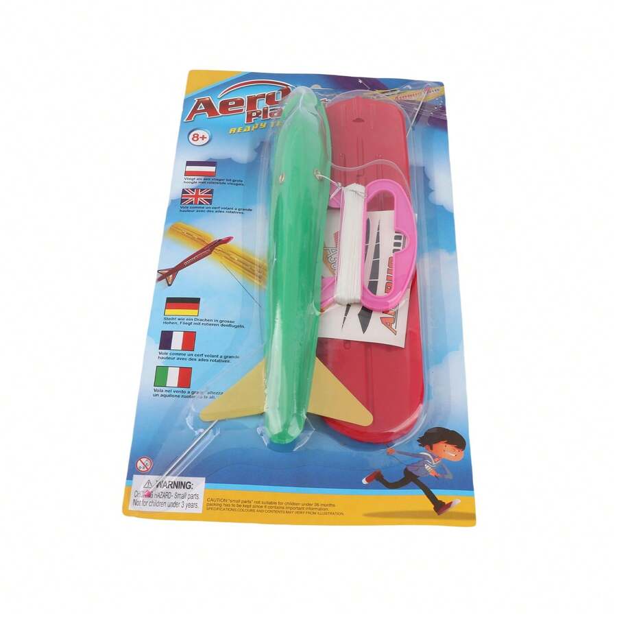 Green PVC Kite For Children - DIY Airplane Kit, Easy To Assemble, Ideal For The Garden And Park, A Durable And Educational Sports Gift.
