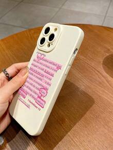 1pc Valentine's Day Love Song Gift For Girlfriend, White Phone Case With Heart Pattern, Scratch-Resistant Protective Cover For IPhone 17 Air/16 Pro Max/16 Pro/16 Plus/16/15/14/13/12/11/XSM/XS/XR/7/8 - White - View 3