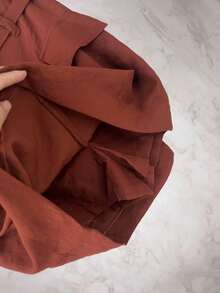 Marrant Women's Set | Three-Quarter Sleeve Shirt And Skort | Faux Pockets | With Belt - 駝色 - 查看 7