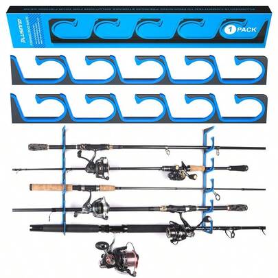 H5 Horizontal Fishing Rod Pole Holders, Fishing Pole Holders For Garage, Wall Or Ceiling Mounted Fishing Rod Rack, Aviation Aluminum Rod Holder Holds 5 Rod Or Combos Or Nets
