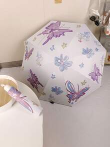 1 chiếc ô nhỏ gọn in hình bướm, ô che nắng gấp gọn chống tia UV dành cho nữ. - Như đã trình bày - Xem 13