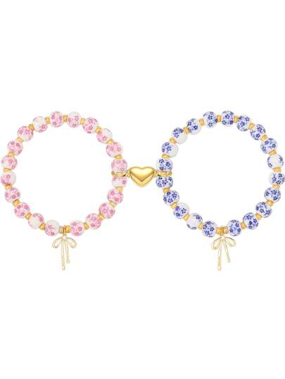 2 piezas Pulsera de lazo Pareja de con pulsera BFF para mujeres y hombres, regalo de Navidad