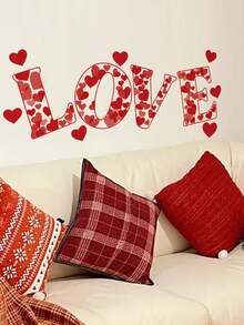 1 件情人节家居装饰墙贴，多尺寸 PVC 自粘可移除墙贴，浪漫心形玫瑰和情侣图案，节日装饰，适用于卧室、客厅、书房、餐厅、浴室、家居墙面装饰、房间装饰等。 - 彩色 - 查看 1