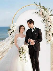 1个铁艺拱门婚礼道具，气球拱门支架，婚礼背景装饰，夹式 - 金色 - 查看 5