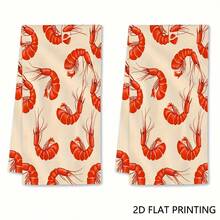 2pcs ,Shrimp Seafood Kitchen Towels, Decorative Themed Towels Dish Cloth And Kitchen Dish Towel, Suitable For Kitchen Restaurant Decoration, Bathroom Use, Guest Decoration, Happy Home Decoration, Holiday Party For Birthday Anniversaries, Valentine's Day, Thanksgiving, Christmas, Halloween, Wedding, New Year Gifts Provide, Ideal Gifts For Her, Him, Family Members, Boyfriends, Girlfriends, Fathers, Family Members, Mothers, Lovers, Daughters, Sons, Grandfathers, Grandmothers, Friends, Classmates And Pets KitchenTowel, Kitchen Sofa, Bed, Car, Bedroom, Living Room, Office, Outdoor Camping, Beach, Wall Decoration, Bedroom Decor, Fall Decor, Fall Decorations For Home, Christmas Party Theme KitchenTowel, Christmas Decor - 白色 - 查看 11