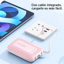 Banco de energía portátil con luz LED, Power Bank 20000mAh - Carga Rápida Batería Portátil - Pila Portatil Para Celular con Diseño en Colores Sólidos - Powerbank que Carga 5 Dispositivos Simultáneamente - Cargador Portatil Incluye 4 Cables - Pilas Portátiles de Alta Calidad para Todos los Celulares, Tabletas y Audífonos - Detalles para Navidad y Año Nuevo. - JDT-Rosa - Ver 5