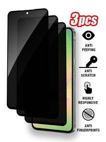 3片装隐私钢化玻璃屏幕保护膜，丝印黑色边框，防刮/防震/防指纹，全屏无边框覆盖，兼容Galaxy S20 FE/S21 FE/A02/A02S/A03/A23/A24/A25/A31/A72/S24 FE/A06/A17/A07/S25 Ultra/S25系列，屏幕保护必备品，适用于日常、办公、家庭等场景。手机屏幕保护膜，隐私屏幕保护膜，防窥防水防震防摔防刮。 - 黑色 - 查看 27