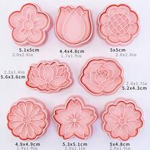 8/10 件套花朵饼干模具，精美花卉烘焙工具，适用于情人节、复活节、母亲节、教师节、毕业典礼、感恩节装饰 - 彩色 - 查看 4