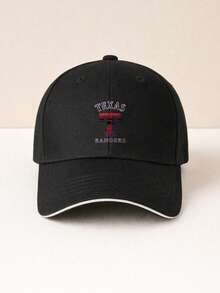 Classic Sandwich Baseball Cap For Men And Women Fashionable Sporty Design With Texas Rangers Embroidery Logo Casual Outdoor Wear Adjustable Fit For Everyday Activities And Athletic Use Perfect For Fans Of The Team Lightweight Breathable Fabric Ideal For Travel Hiking Camping And Daily Commute Stylish Look That Combines Comfort And Functionality Suitable For All Seasons - màu đen - Xem 1
