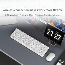 Combo de teclado y mouse inalámbricos Lenovo, operación silenciosa para oficina, negocios, escritorio, laptop - Blanco - Ver 7