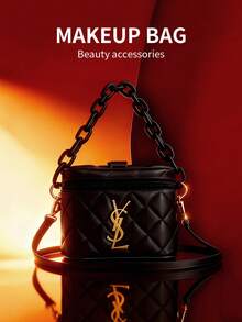 Yves Saint Laurent YSL Women's Black Square Shoulder Bag, Decorated With Black Logo, Suitable For Casual Daily Use, An Ideal Christmas Gift For Women - Black Gold - View 2