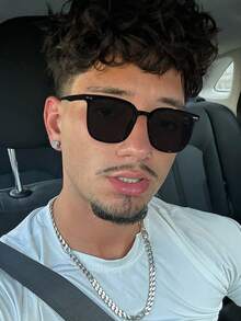 1 Pair Men's Square Fashion Glasses, Classic Colors, Lightweight Frame, Comfortable Wear, Suitable For Road Trips, Comes With Glasses Case - Multicolor - View 13